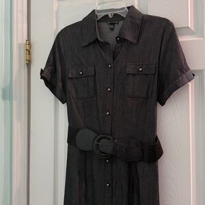 New Directions Black Button-Up Shirt Dress
